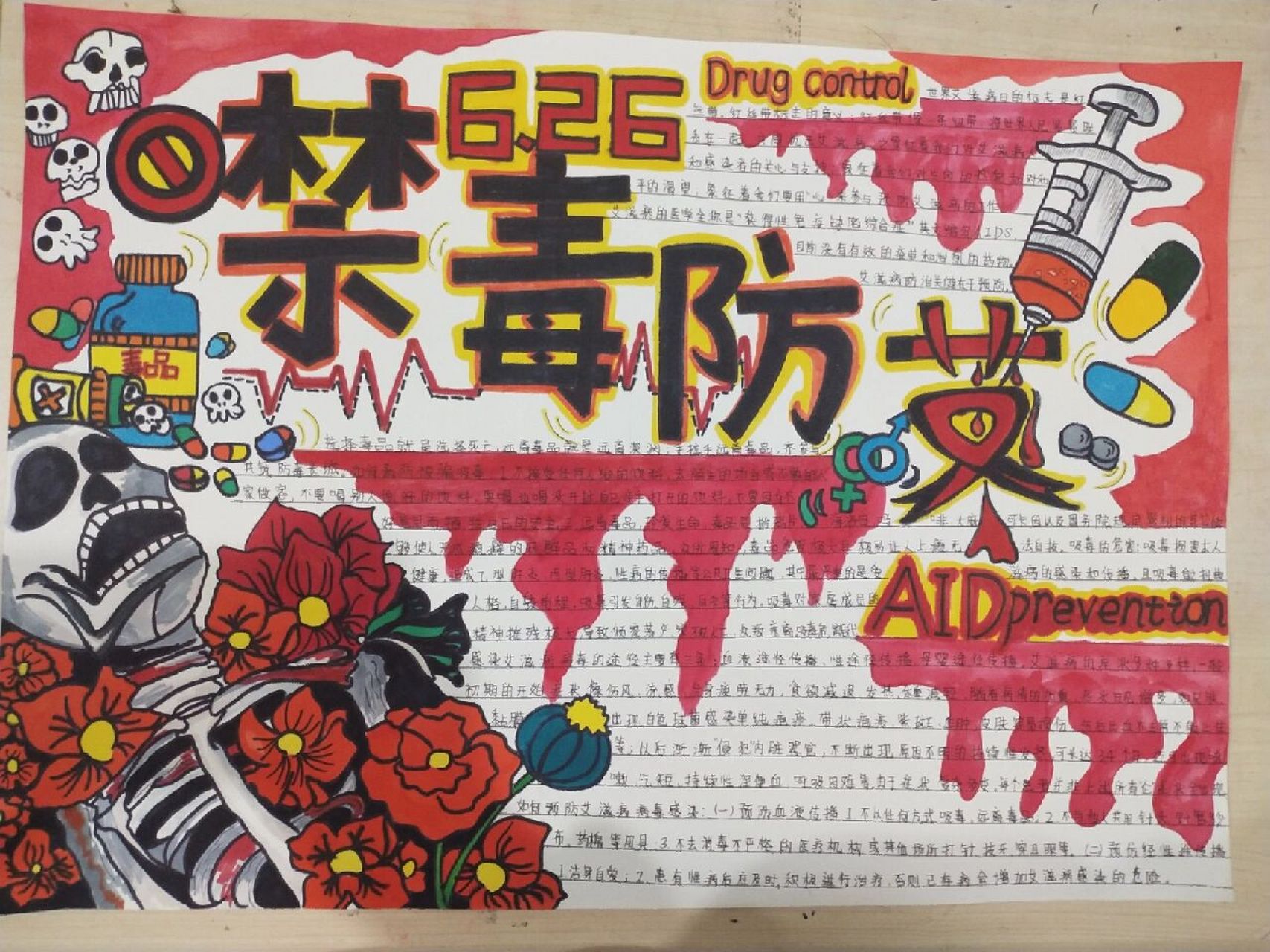 禁毒防艾手抄报完结 手抄报