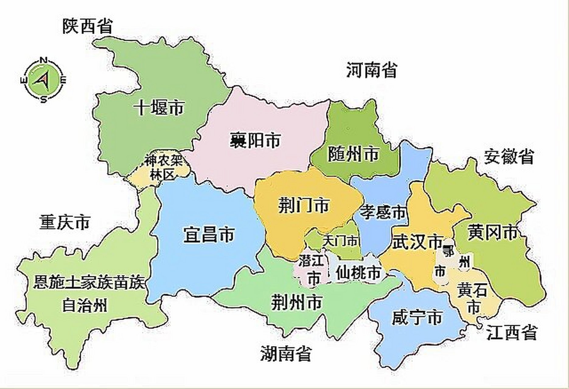 湖北省地图各市县详细图片