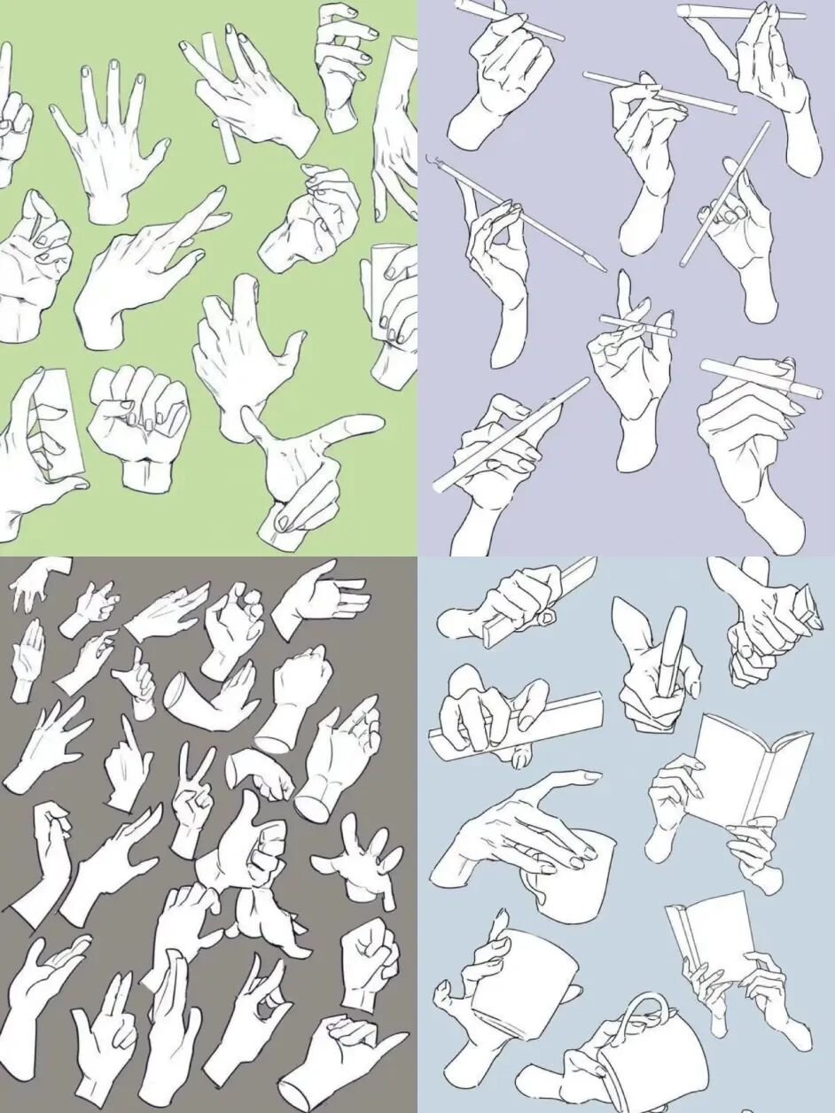 今天给大家分享的是各种手部绘画参考素材 用来临摹练习或者画人物的