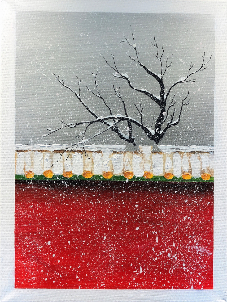 丙烯画|故宫雪景(附教程) 丙烯颜料96:蒙马特 画框:伦勃朗油画框(30