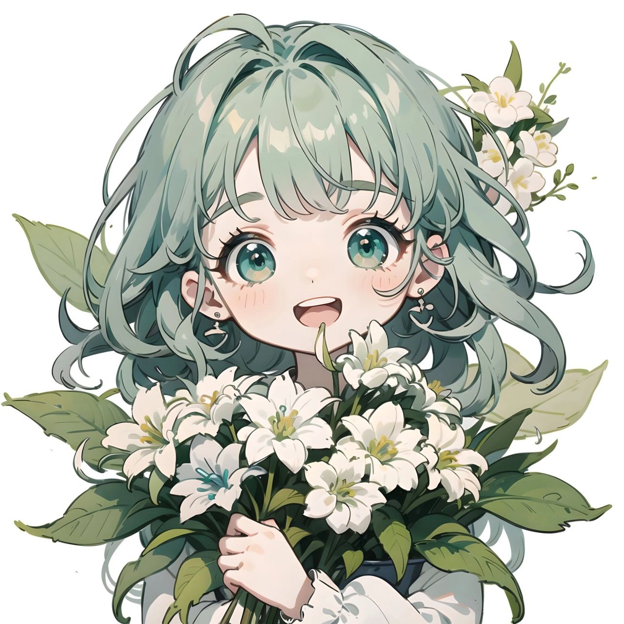 可爱女生头像抱花系列之风信子 #ai插画# #头像分享# #优质女生头像