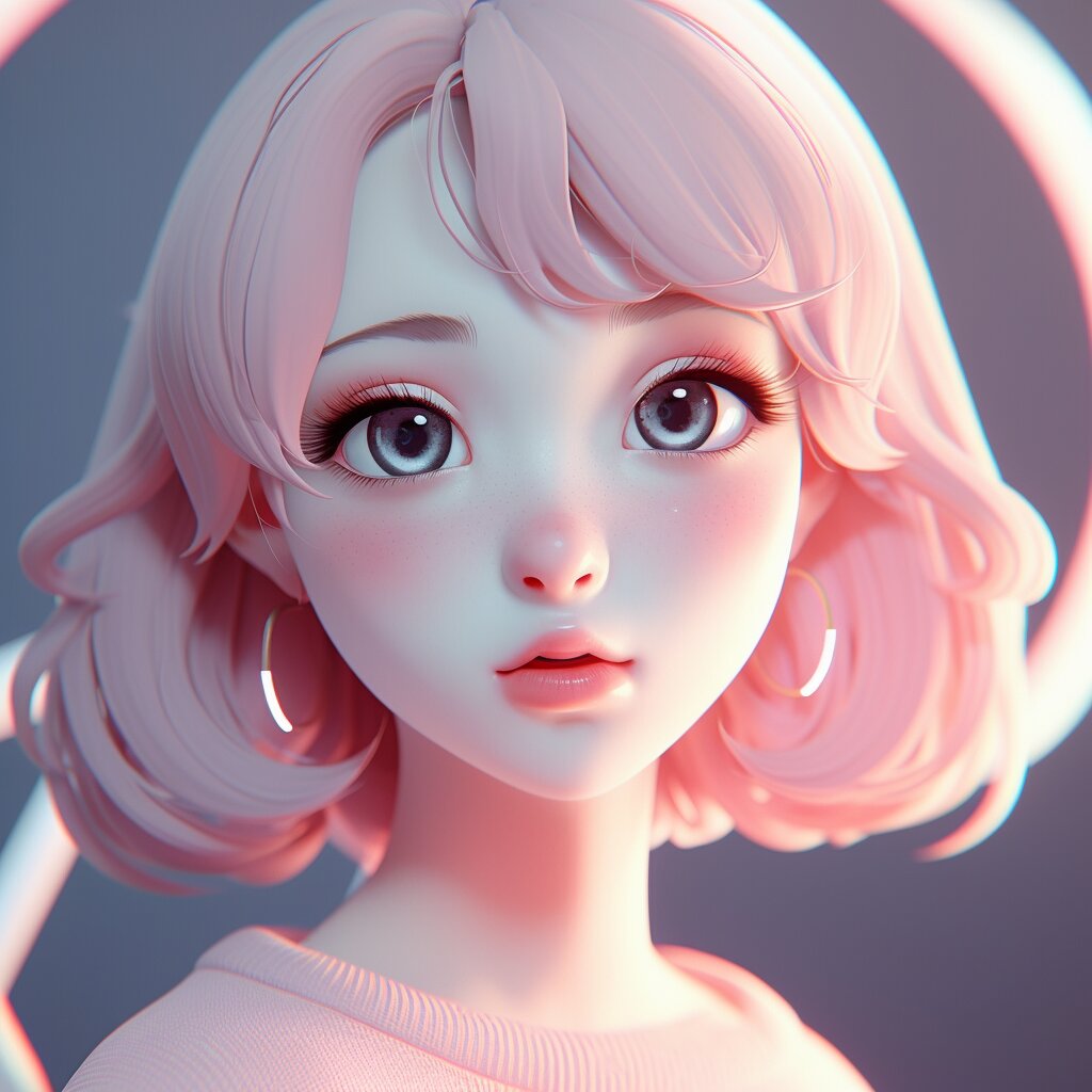96ai创作 | 粉色超甜3d风格女生头像