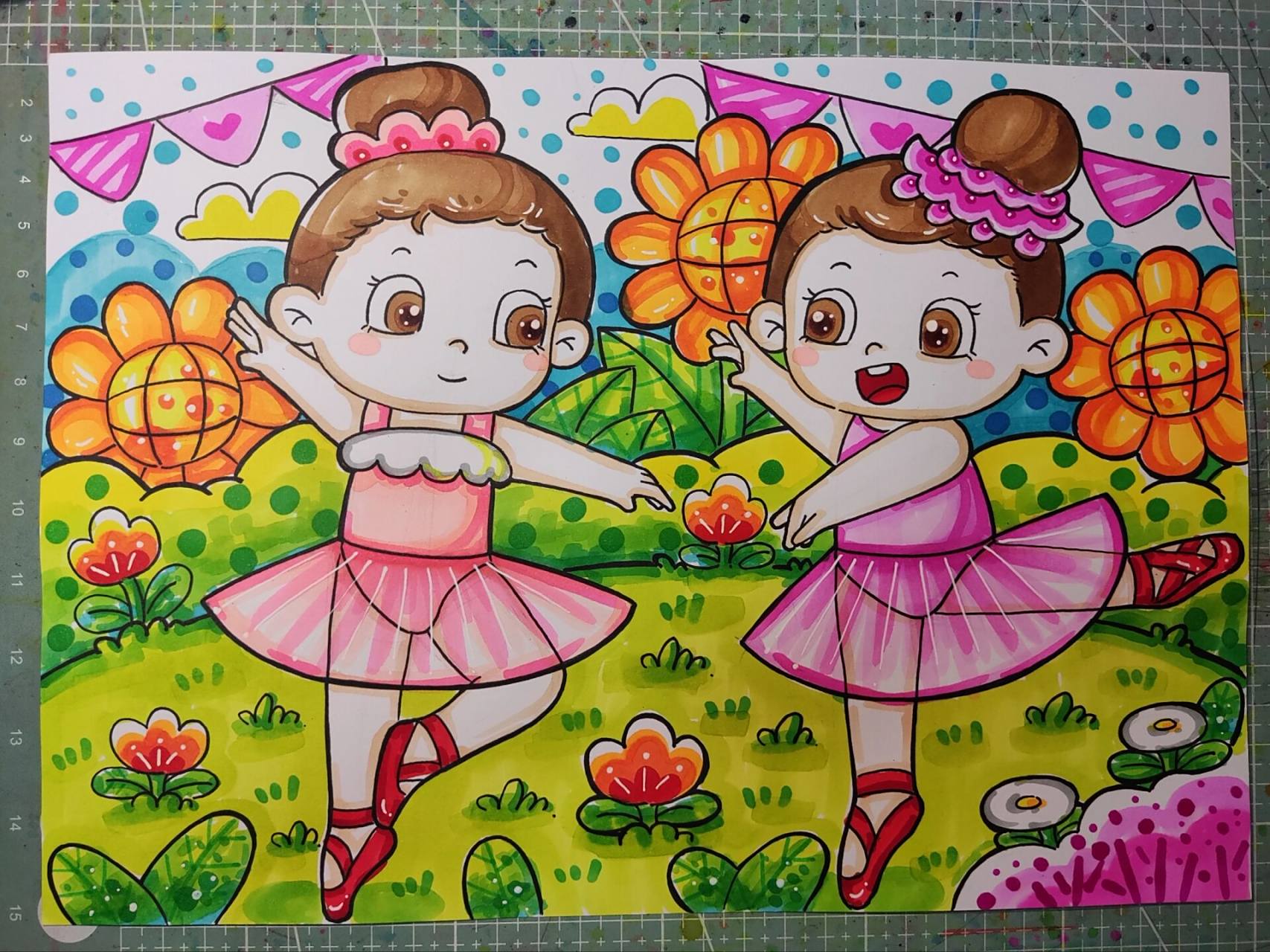 马克笔儿童画主题〔爱跳舞的女孩〕       斯尼尔马克笔40色～ 斯塔