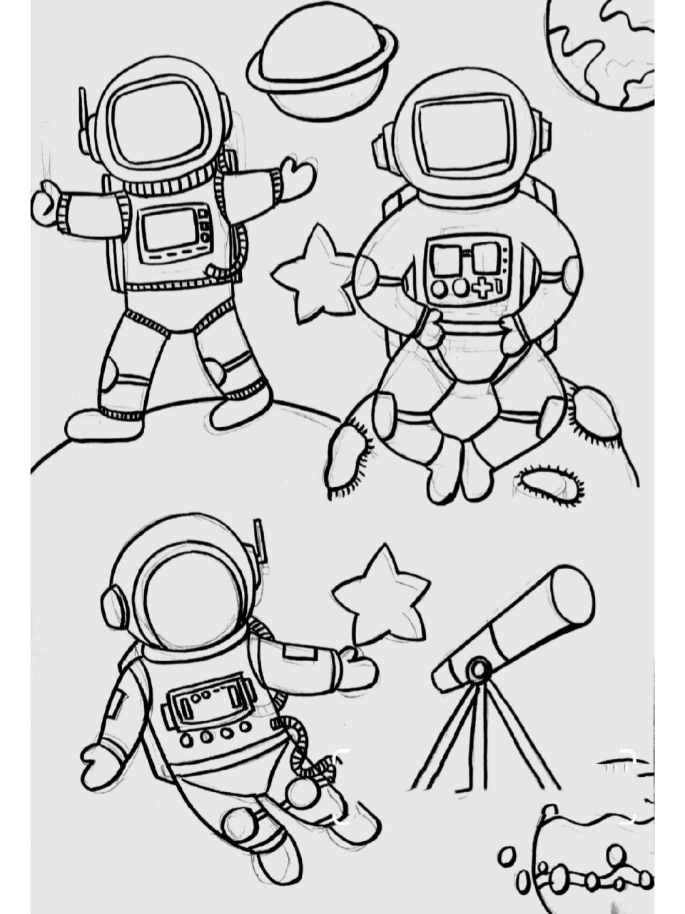 宇航员简笔画步骤图片