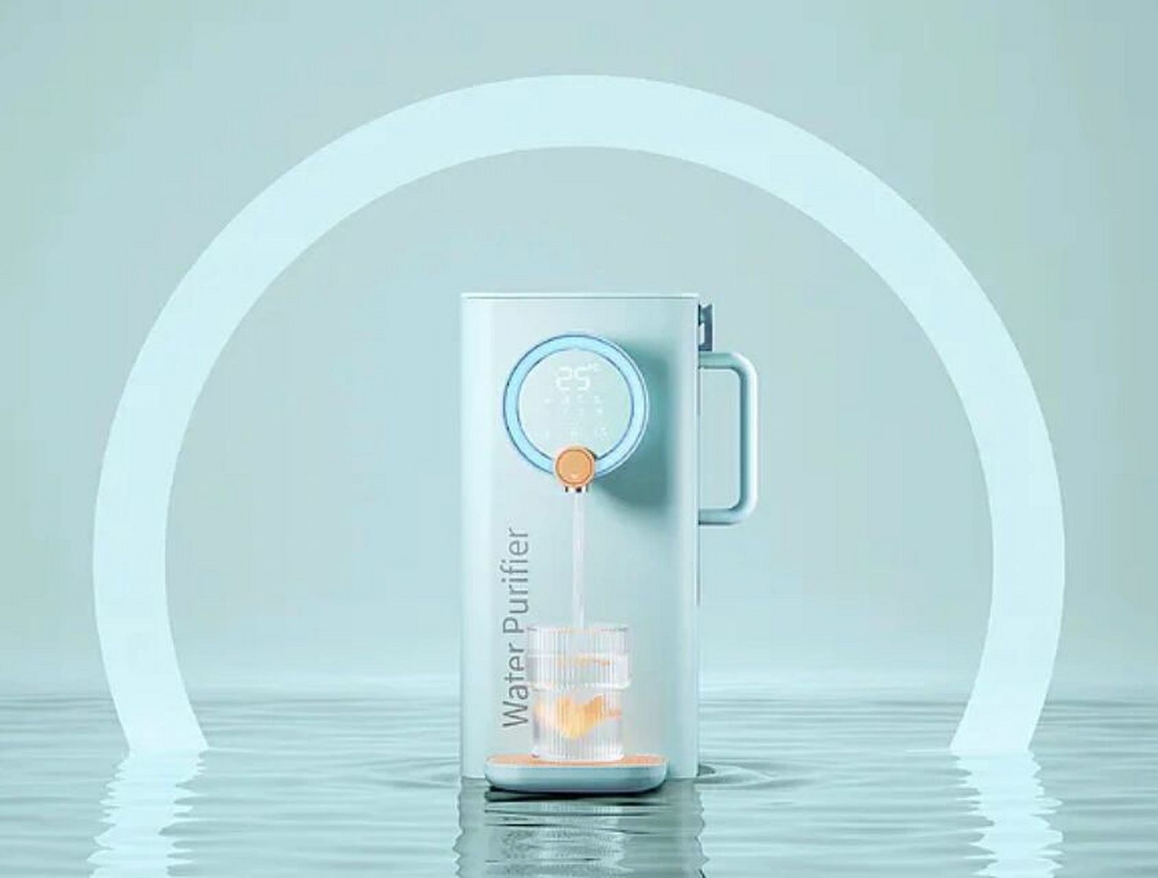 99:67德克西ro桌面即热净水器采用原水和纯水双重水箱,年轻时尚的