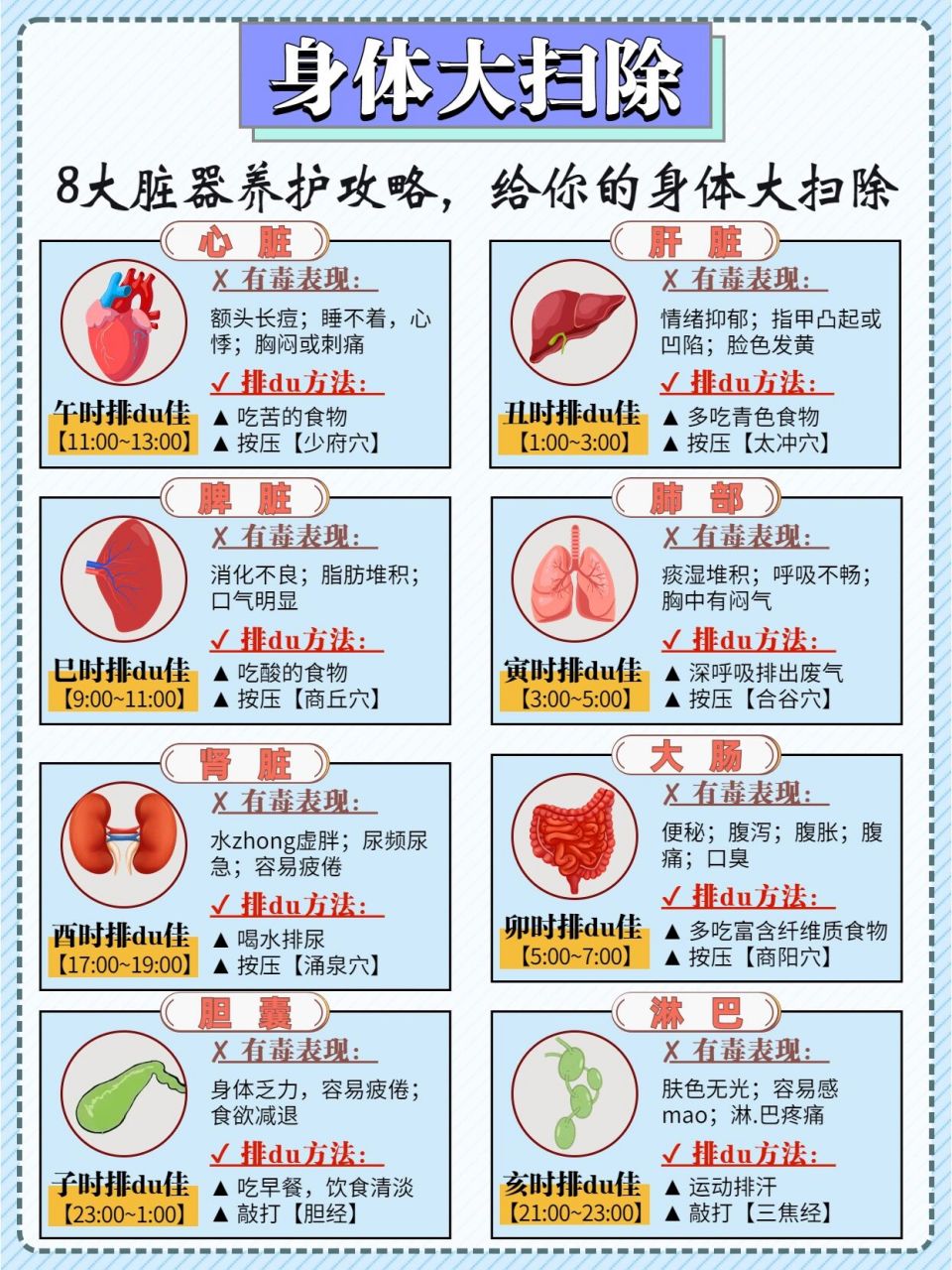 人体四大排毒口图片