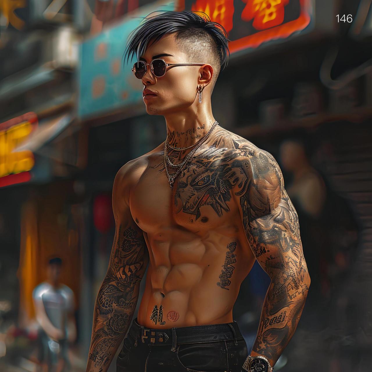 痞帅纹身肌肉男(头像) 氛围感拉满