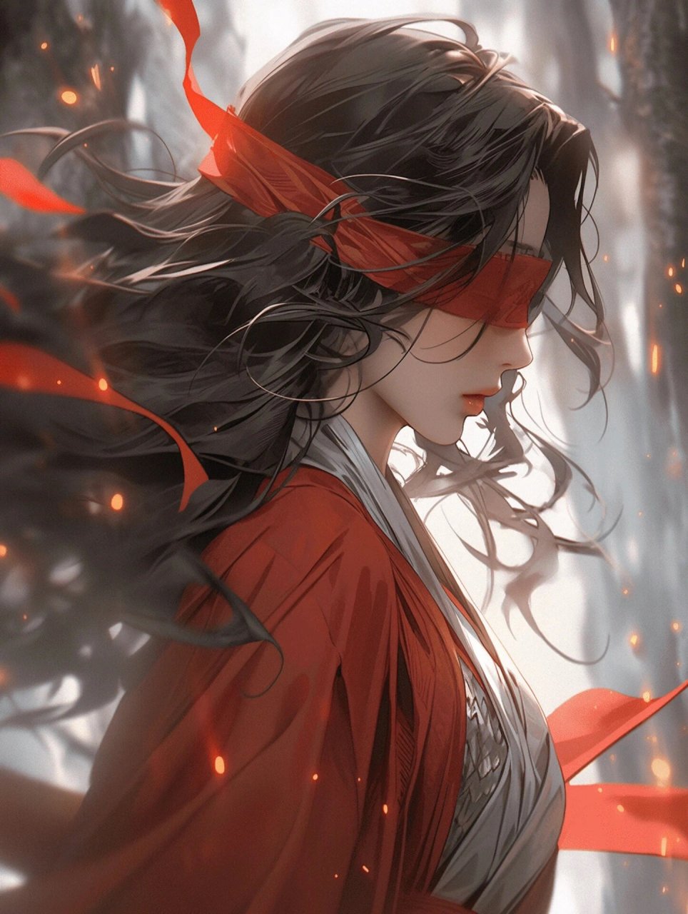 蒙眼女侠客|国风氛围感|古风头像 瑰姿艳逸的身影从竹林中袅袅而来一