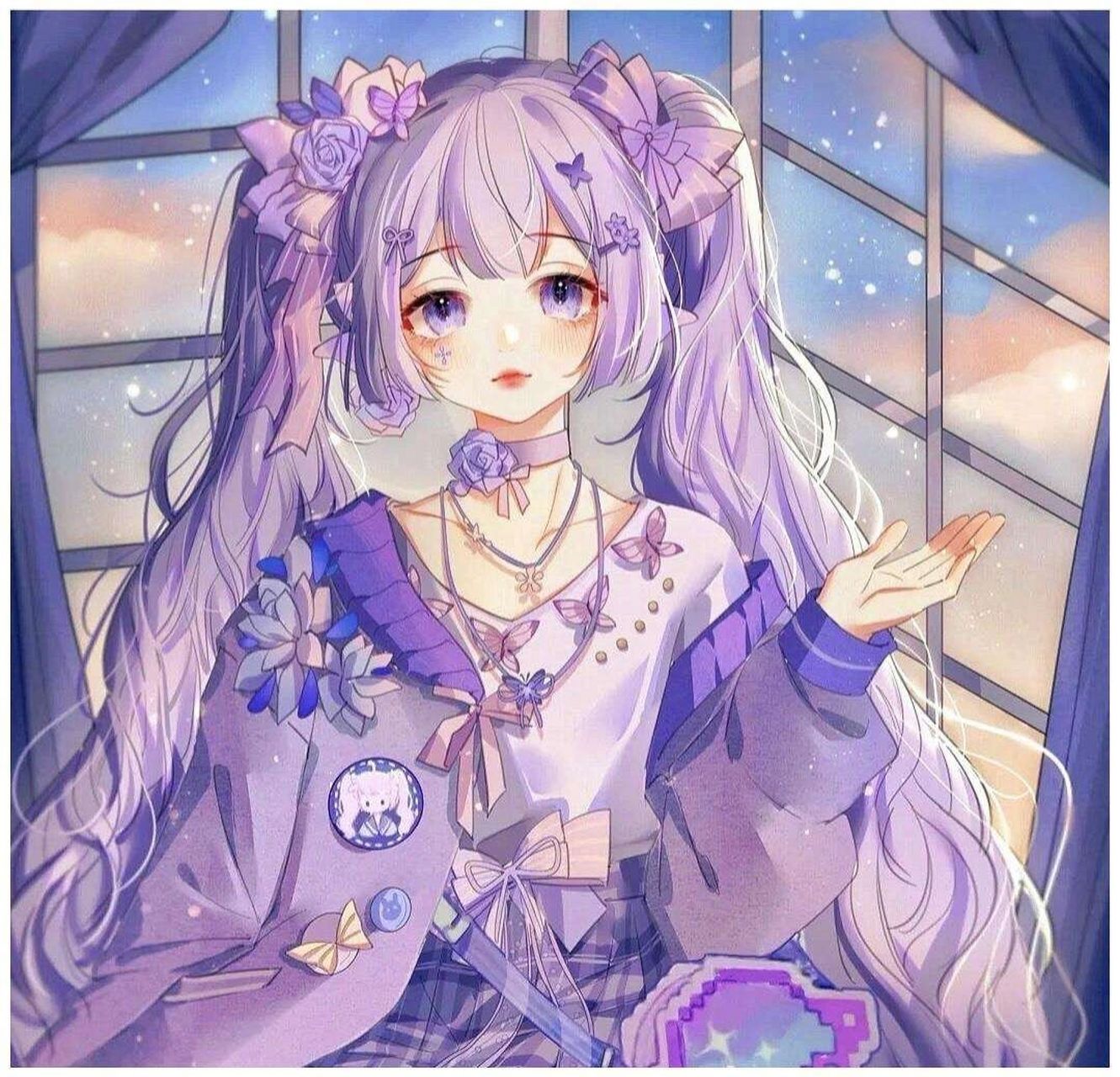 紫色系少女心头像,二次元少女