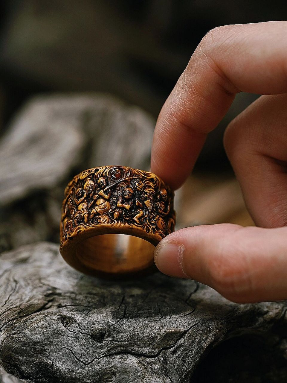 好的作品要学会自己吸引粉丝|百鬼夜行扳指 猛犸仿古|百鬼夜行图扳指