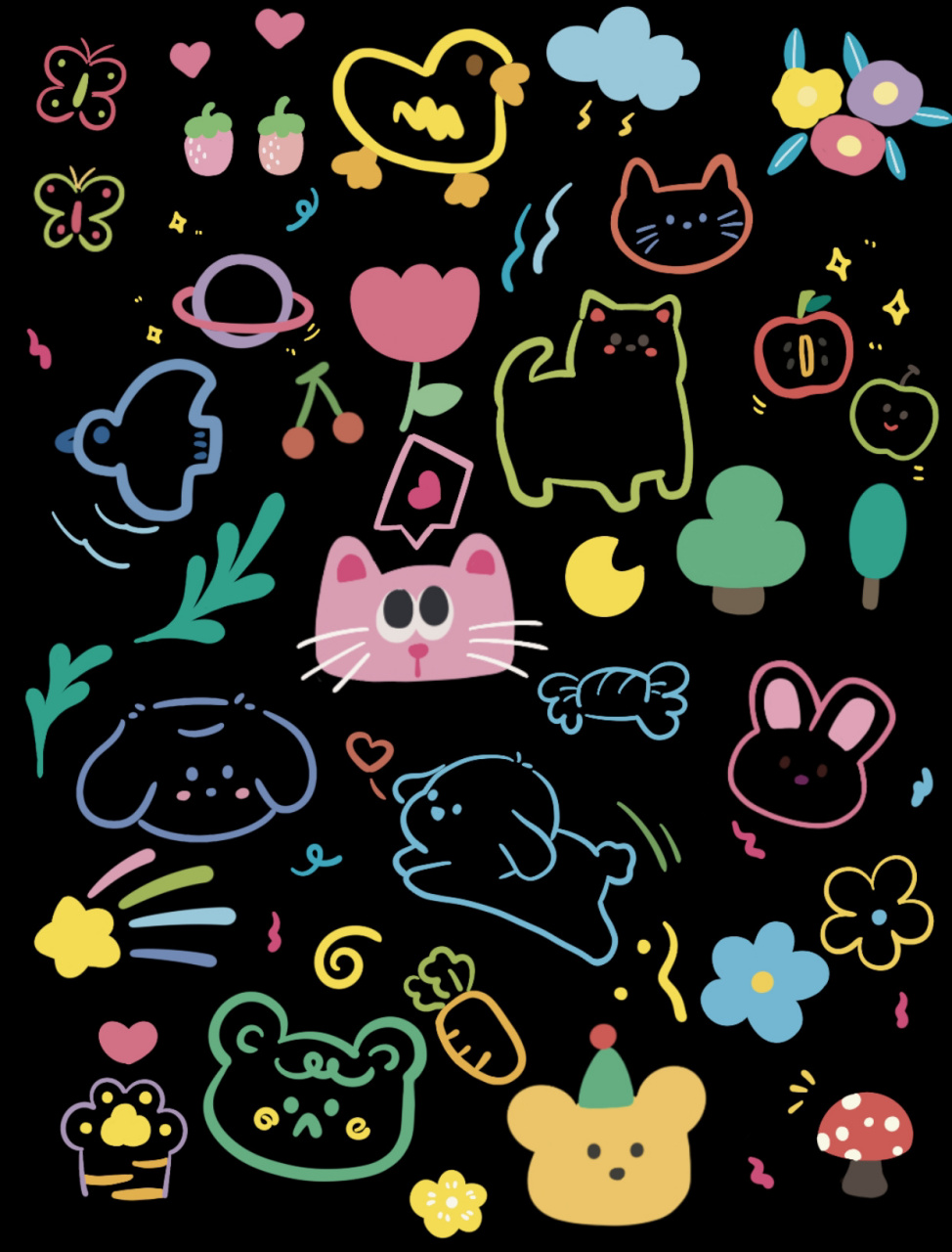 ins涂鸦|简笔画贴纸 07不告知商用