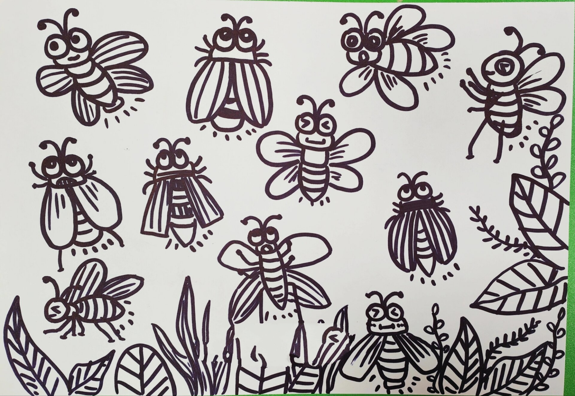 萤火虫,小昆虫单体线描 萤火虫单体不同动态不同形式