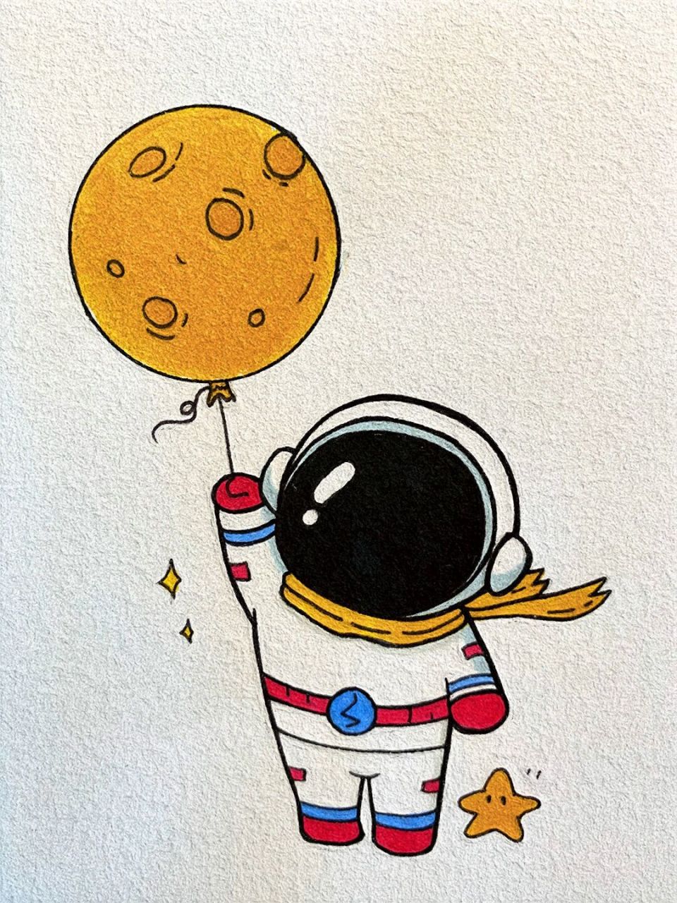 卡通宇航员简笔画彩色图片