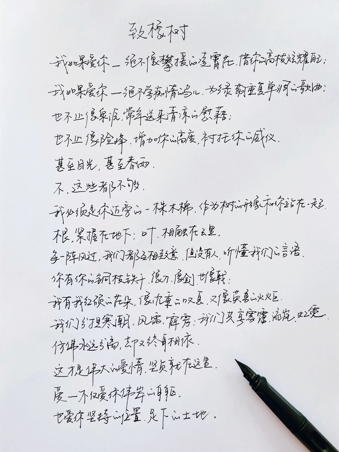 手写我最爱的中文诗「致橡树」