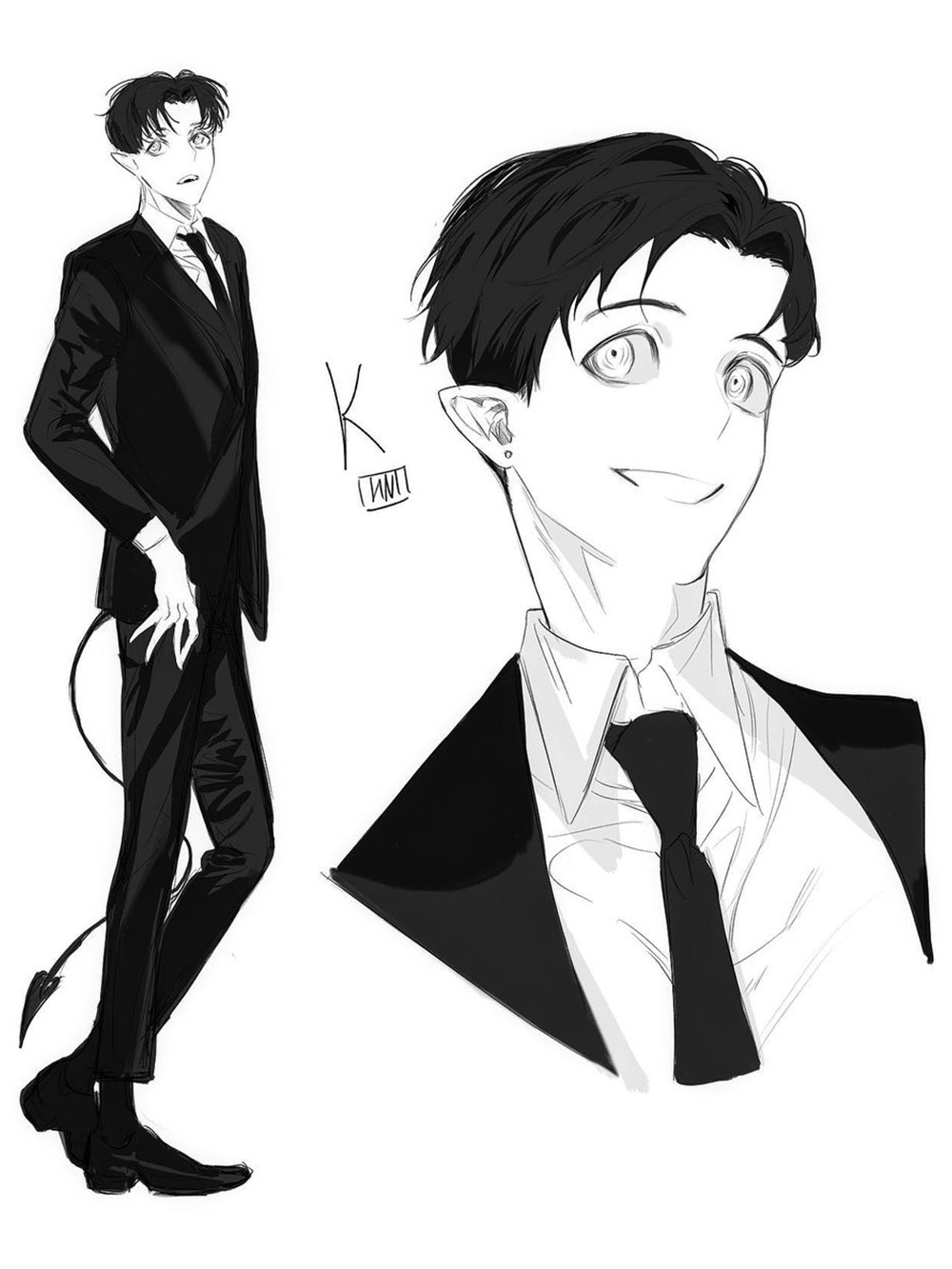 流畅干净的男生线稿临摹素材!