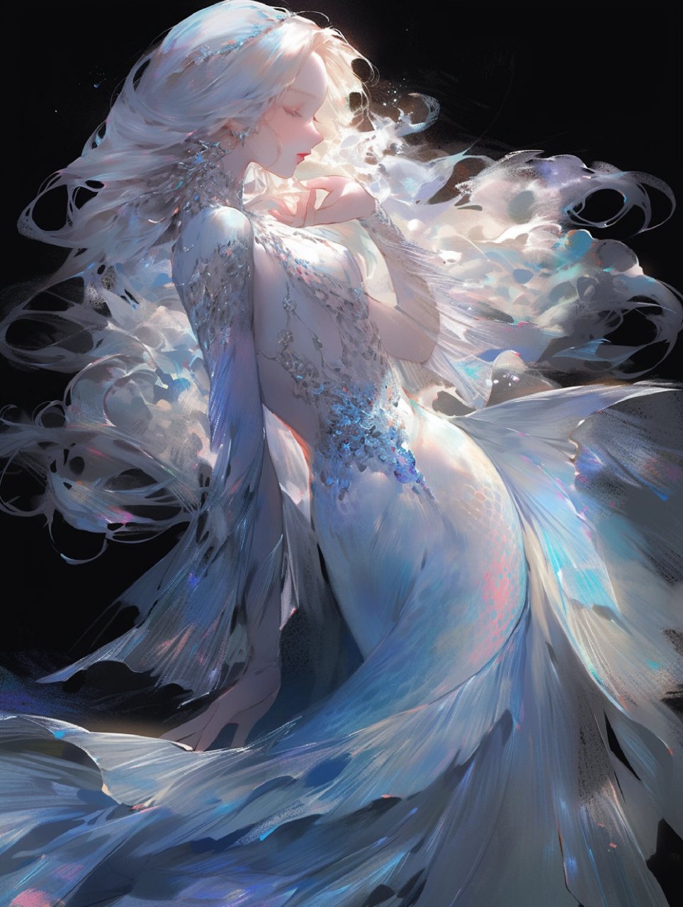 高级感美人鱼系列③人鱼公主7图头像壁纸 蓝色系高级空灵感第三弹