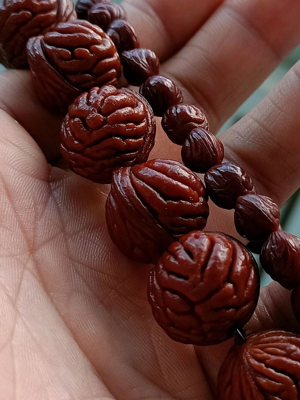 龙纹桃核 大的柳叶龙地球仪两年  小的龙纹金鱼肚1年 长串也是一年