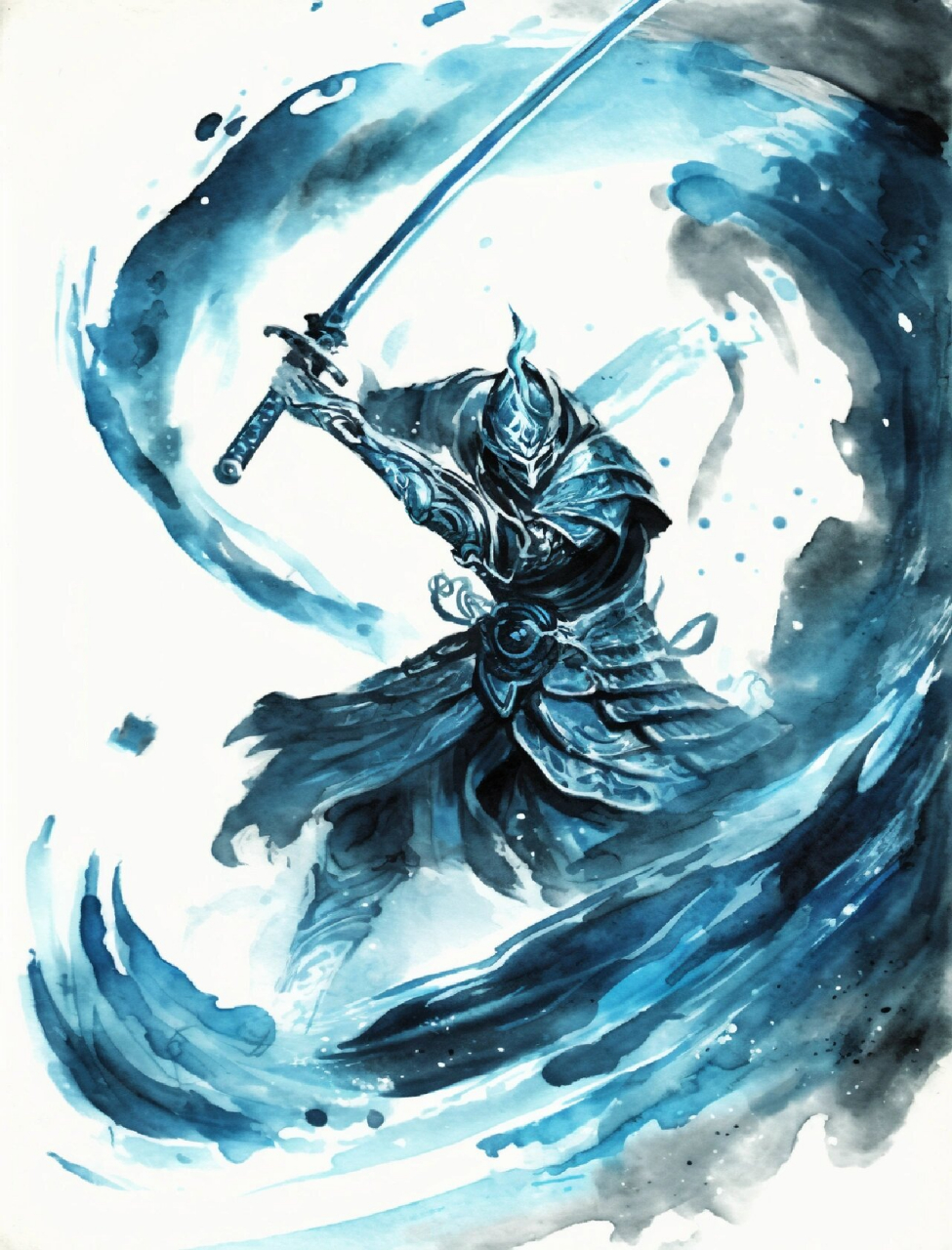 插画# #鬼灭之刃呼吸法# #鬼灭之刃# #武侠# #水墨画# #剑法# #剑 