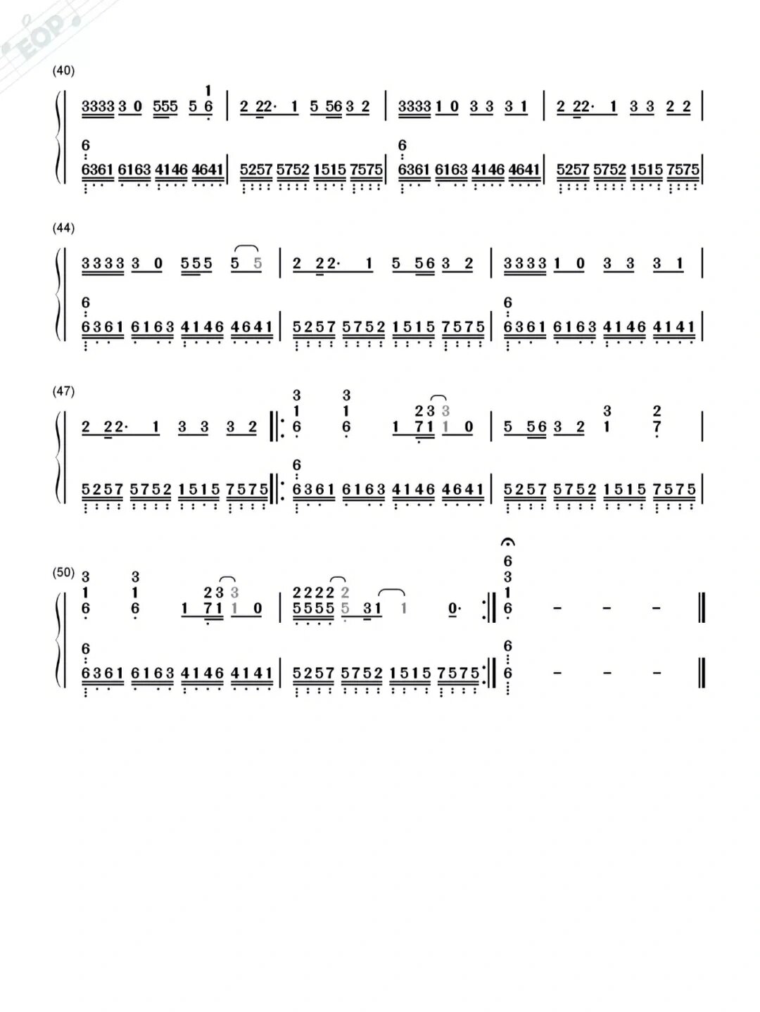 《欧若拉》钢琴简谱