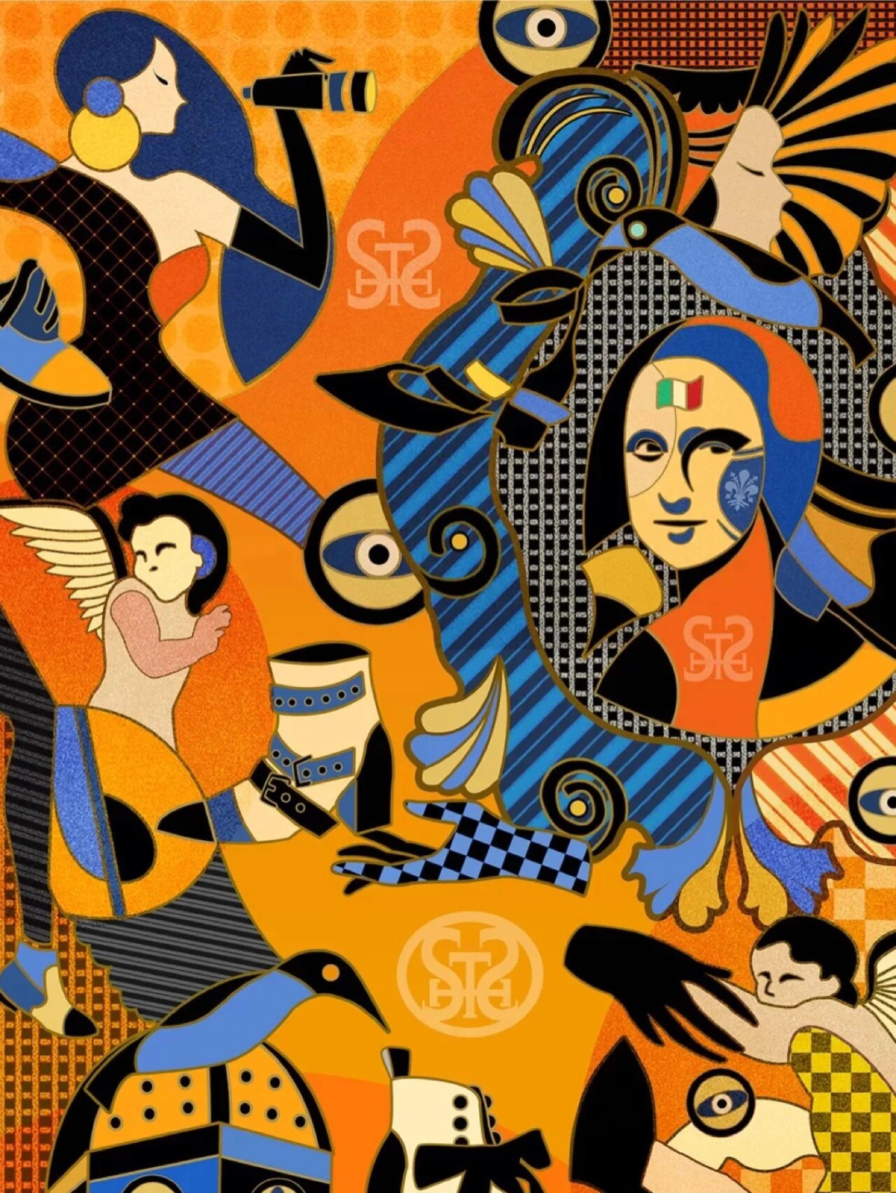 多样结构化构图|解构扁平抽象分割|考研手绘