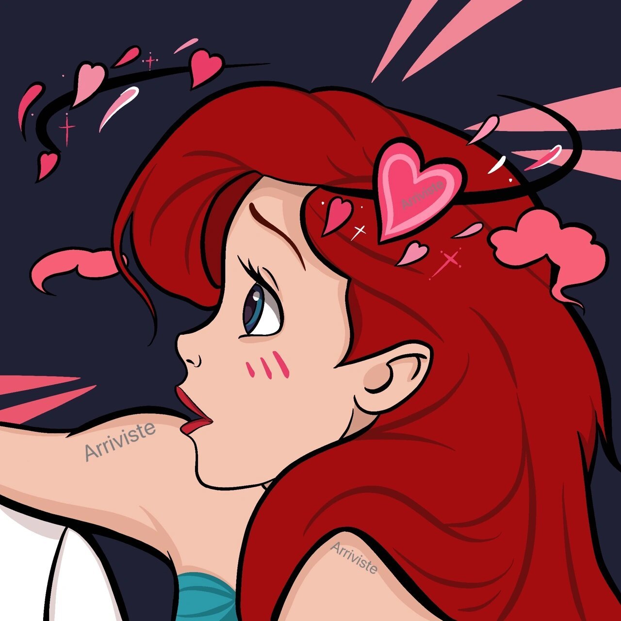 迪士尼版情头 最近这种画风挺火的 咱得跟上脚步 有喜欢爱丽儿公主的