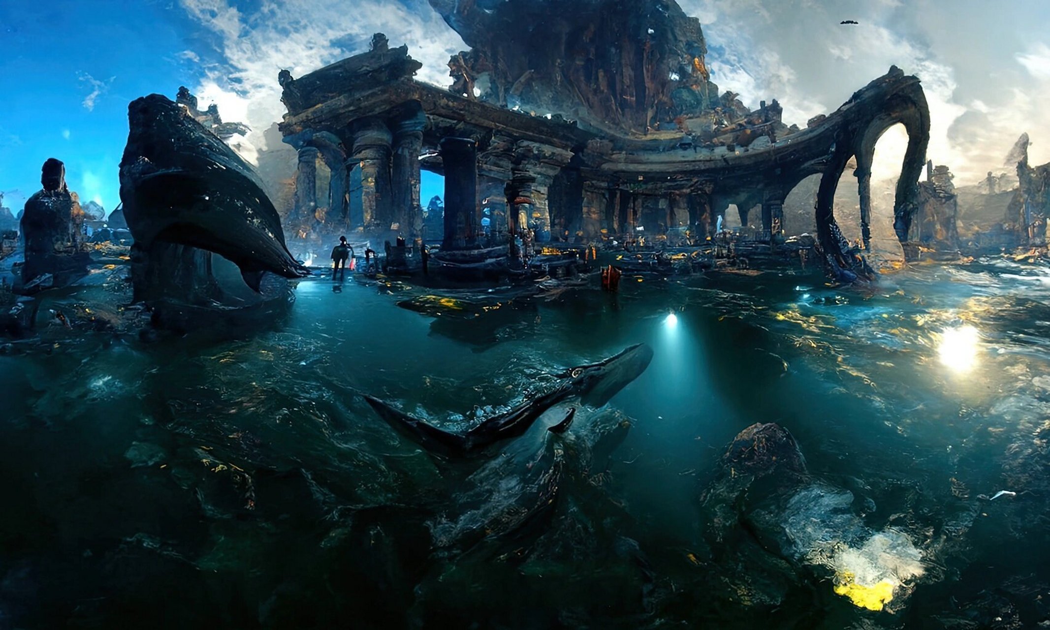 atlantis|神秘文明的海底遗迹 ai程序disco diffusion对海底遗迹的