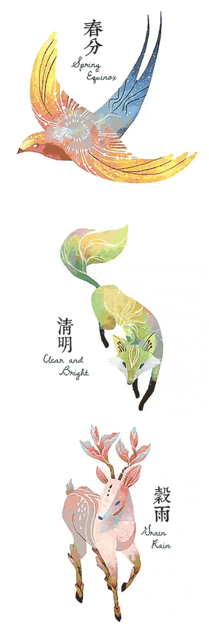 小油瓶分享#插画师 cinyee chiu笔下的动物版二十四节气画作,角度