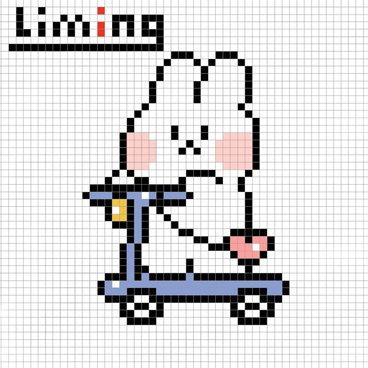 格子画临摹|day 33|骑车车的小兔兔 28 x37