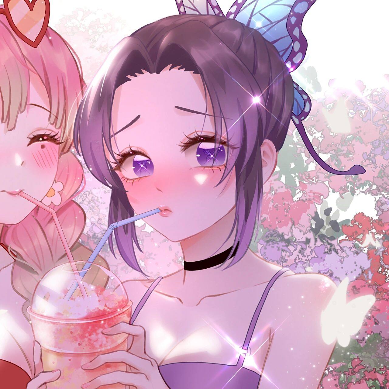 最近画的蝴蝶和恋柱小姐姐的情头哦!  来个小福利!