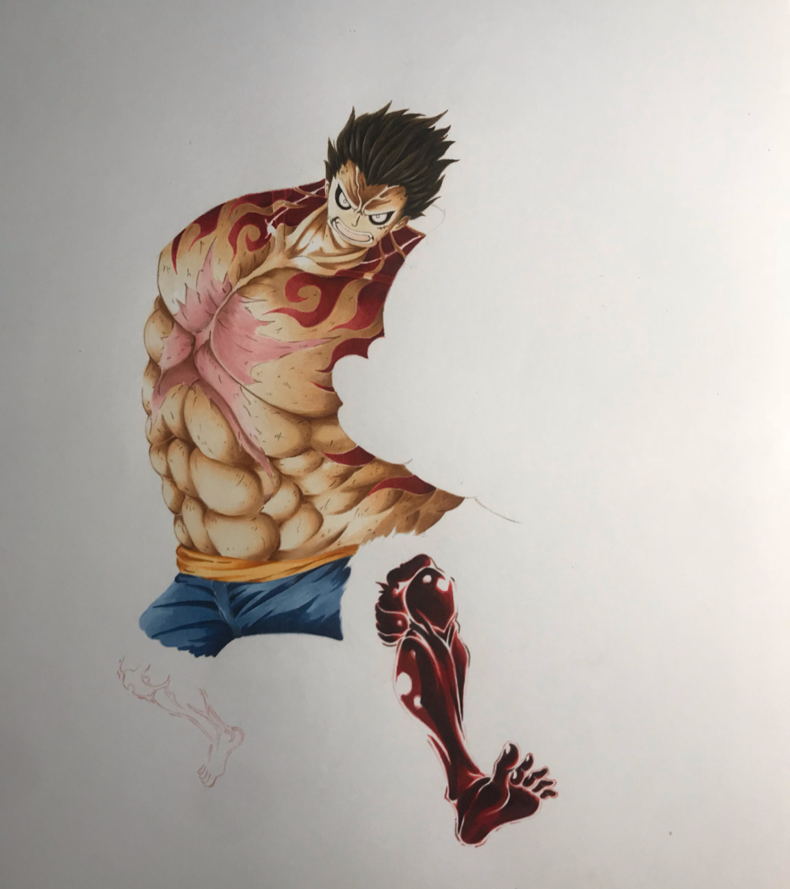 海贼王手绘 四档路飞 马克笔还是累死累活