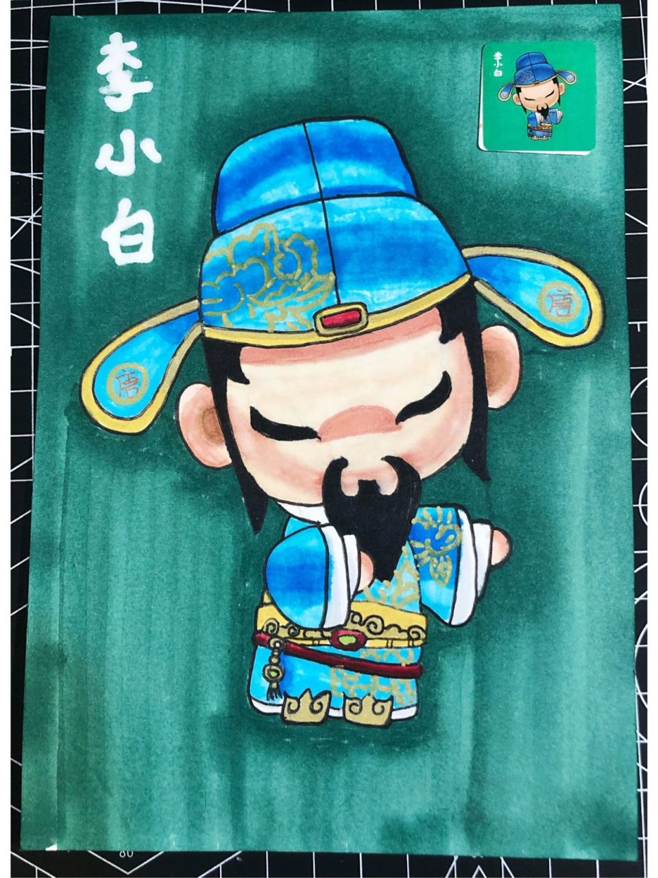 西安核酸贴纸李小白,李白简笔画,附线稿  我家小朋友喜欢的诗人.