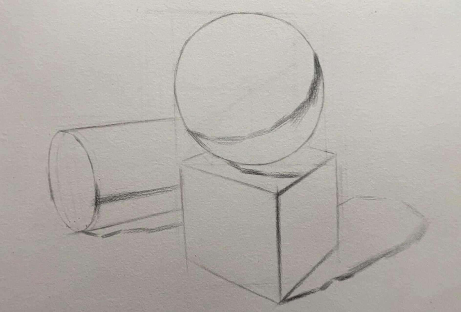 素描几何体组合步骤图 素描‖正方体‖球体‖圆柱体‖几何体组合