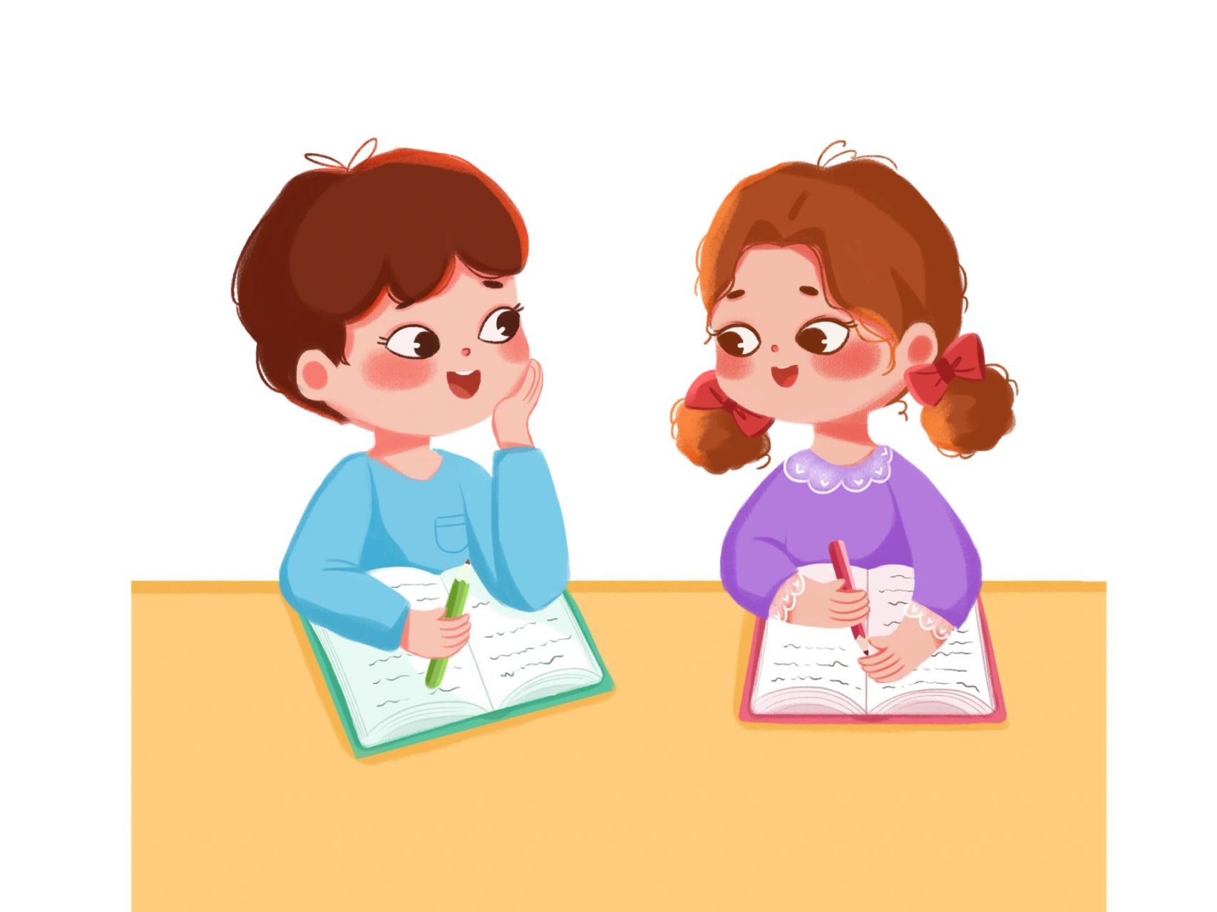 96卡通手绘上课学习场景课堂氛围png素材 96举手回答问题卡通开学