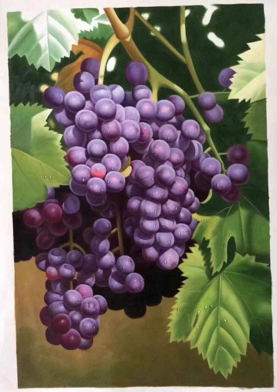 硕果累累 水果静物油画 画面尺寸:60x90cm 寓意丰收,硕果满枝头,祝愿