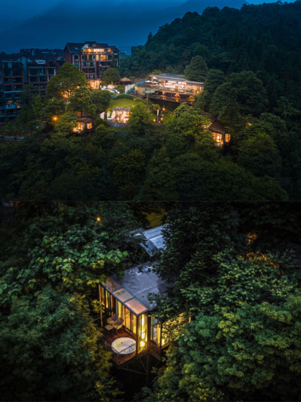 边上的高端网红民宿 远山云驿位于峨眉山半山腰,又占据七里坪的制高点