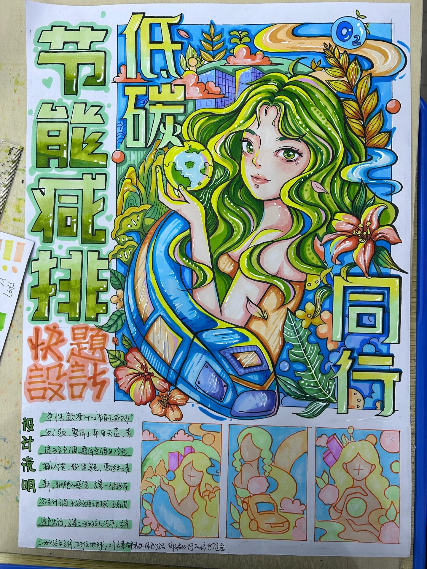 节能减排 绿色出行主题 第二期第三天的绘画内容 节能减排主题 视觉