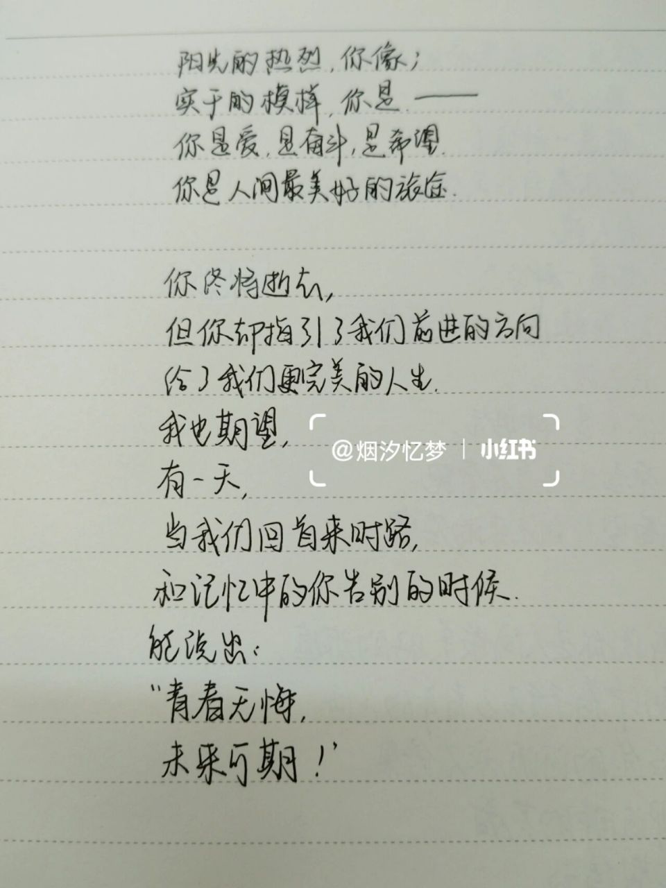 致青春的原创诗歌 高中必修一 语文第一单元诗歌作业 仅供参考
