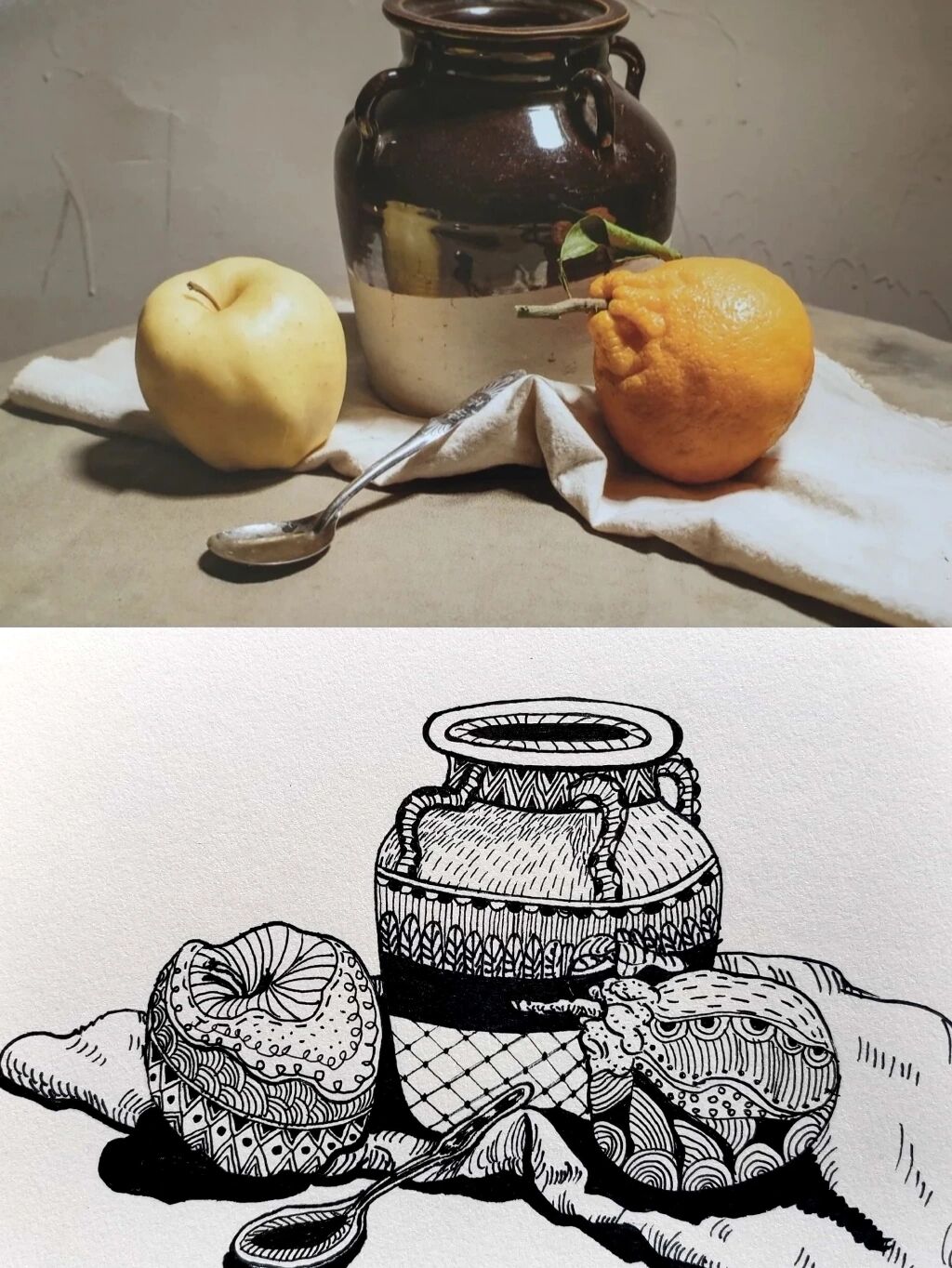 静物线描#静物写生#黑白线描画#原创
