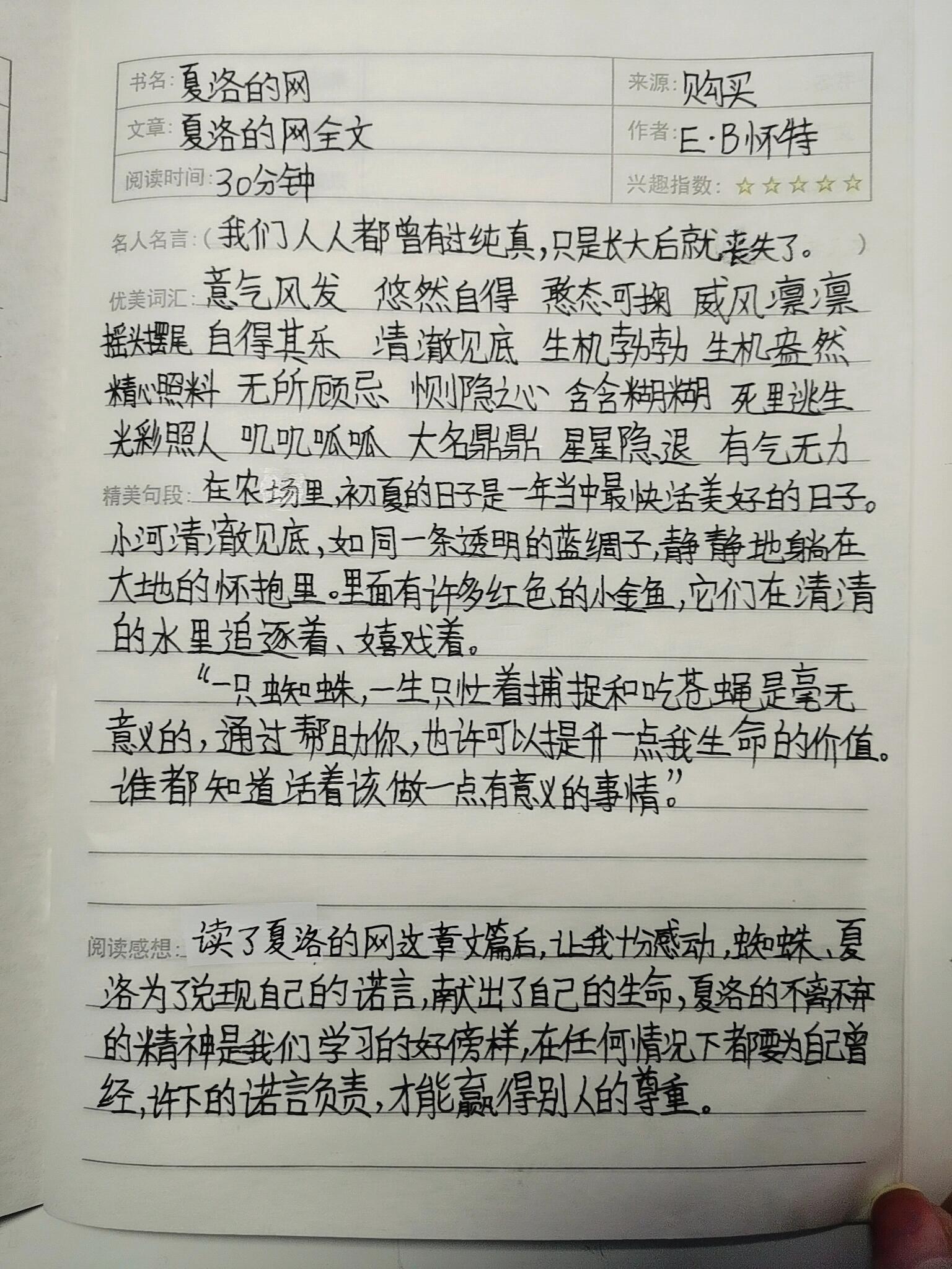 《夏洛的网》笔记摘抄