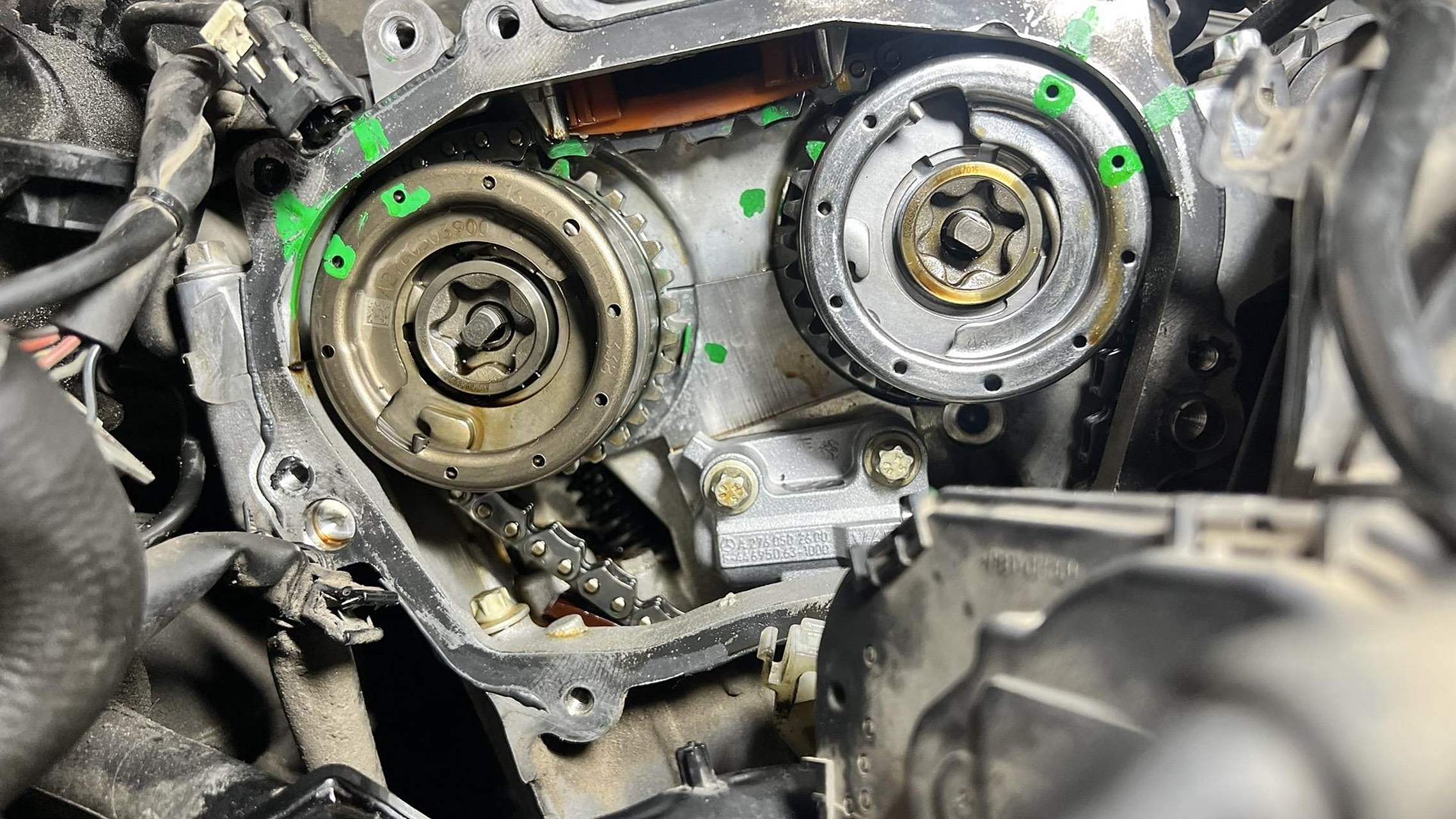 奔驰276发动机更换正时链轮