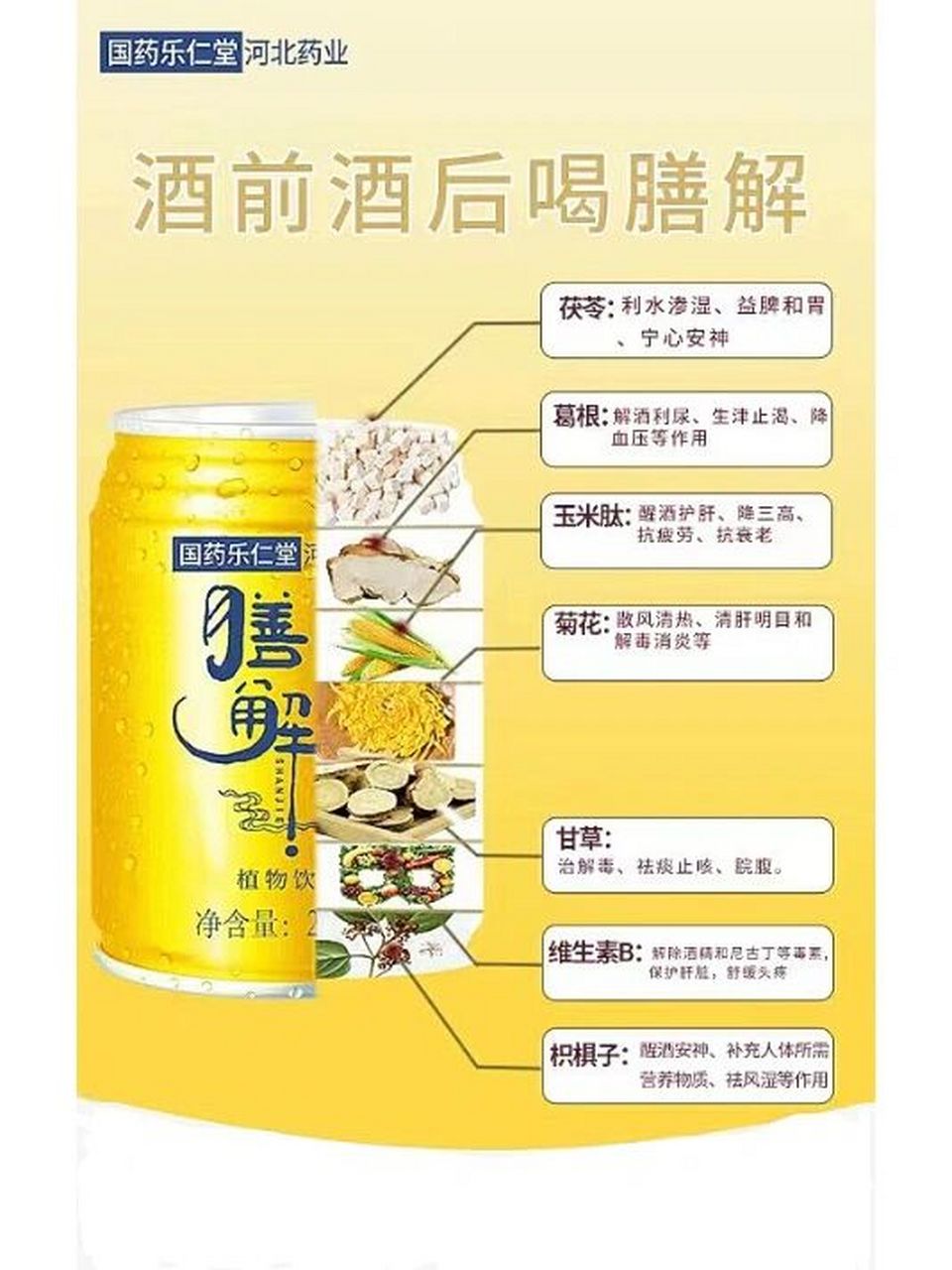 国药乐仁堂膳解植物饮料.