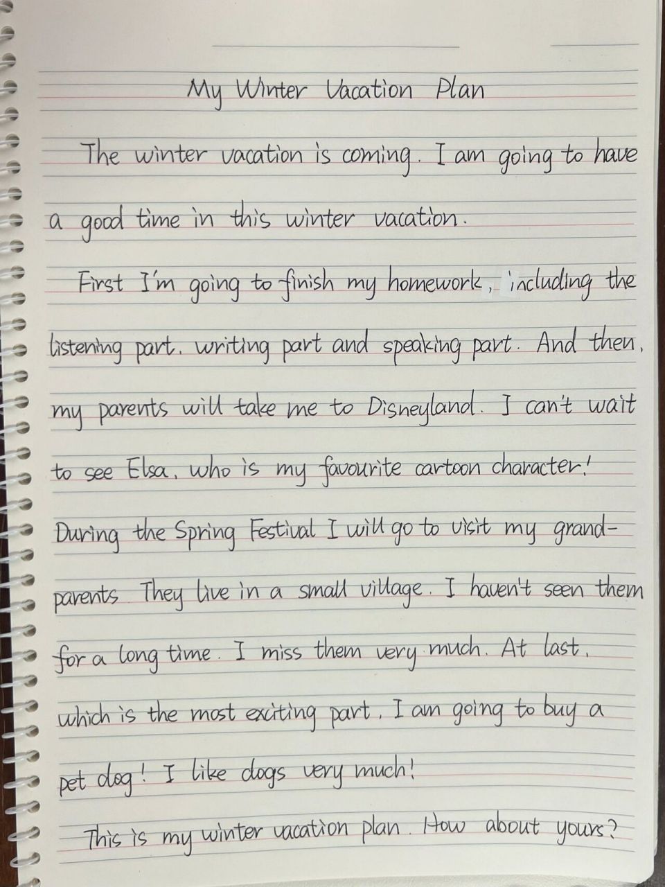 69,英语满分作文之「我的寒假计划」 小作者用欢快,简明的语句向我们