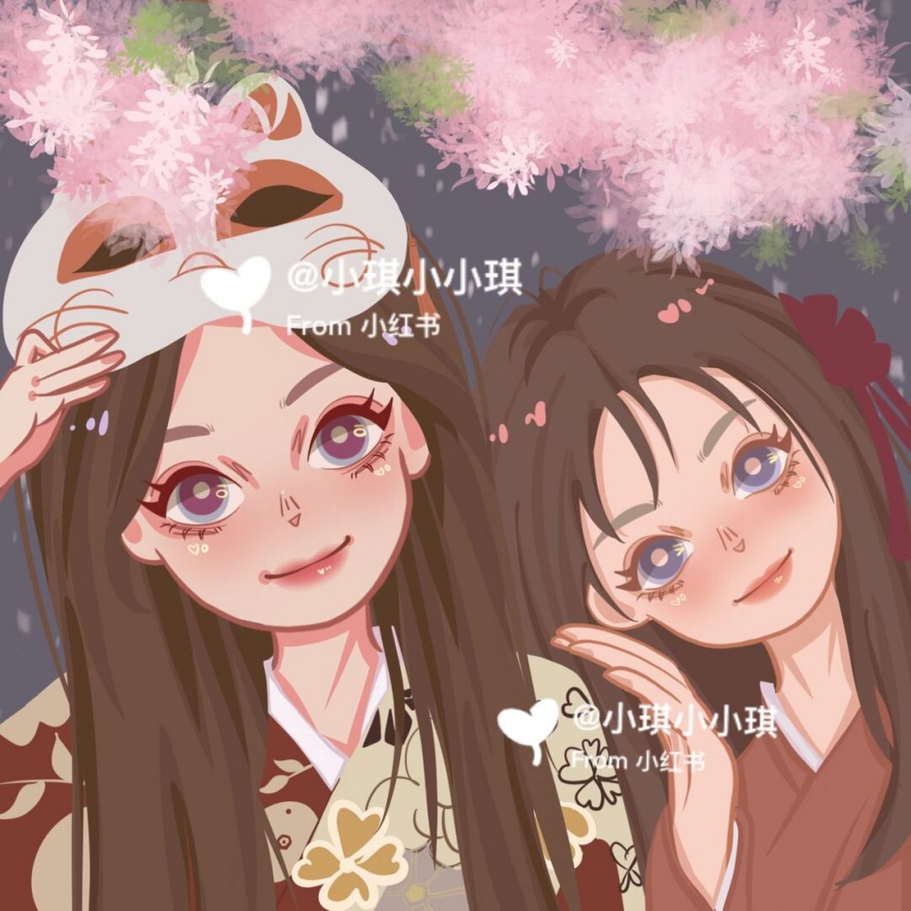 闺蜜这样的画太美好啦|好有爱 满满的氛围感[亲吻]稿子勿用 #手绘头像