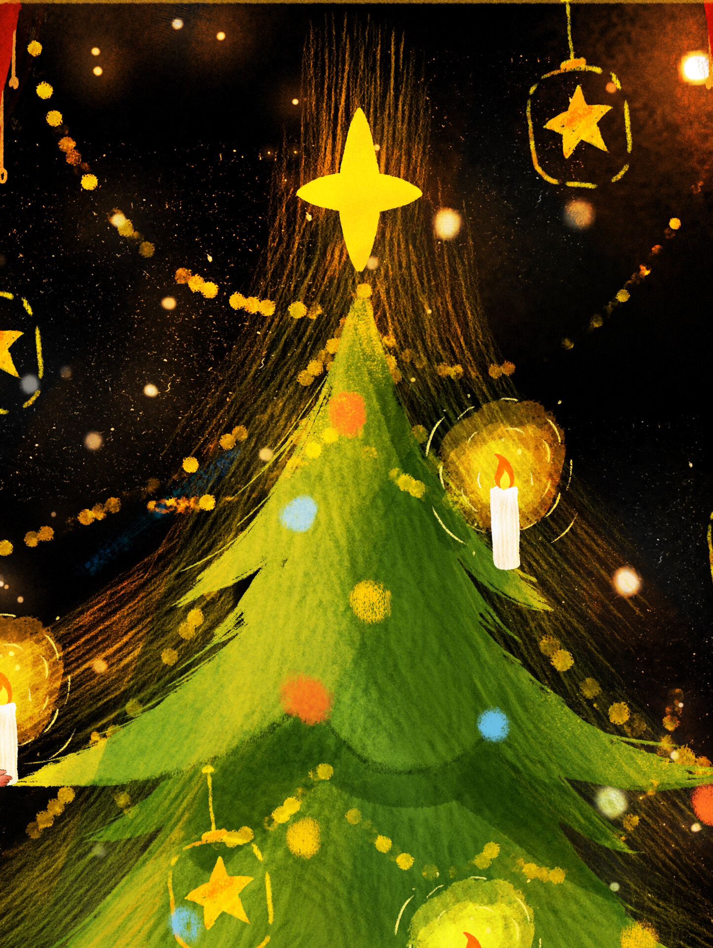 复古插画|超灵的许愿树