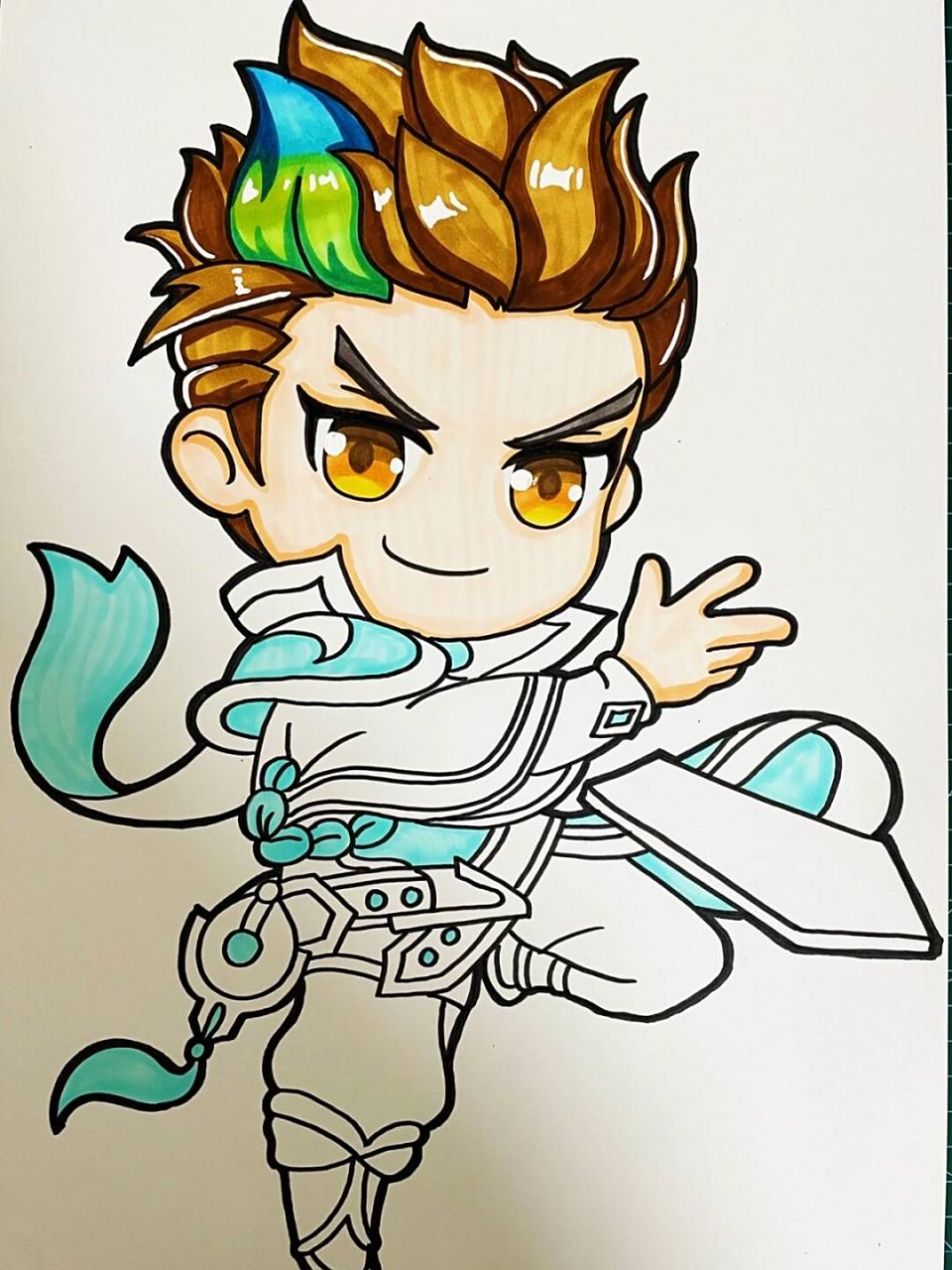 马克笔狄仁杰 q版人物游戏人物,狄仁杰,狄大人,王者荣耀,王者峡谷 笔