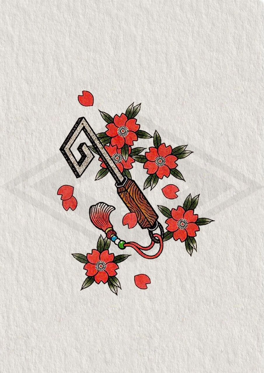 传统纹身题材-宝钥 宝钥  稻荷神仓库的钥匙 宝钥叼在御先稻荷嘴里也