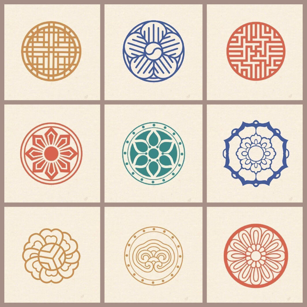 中国传统纹样·圆形适合纹样·花卉变形图案