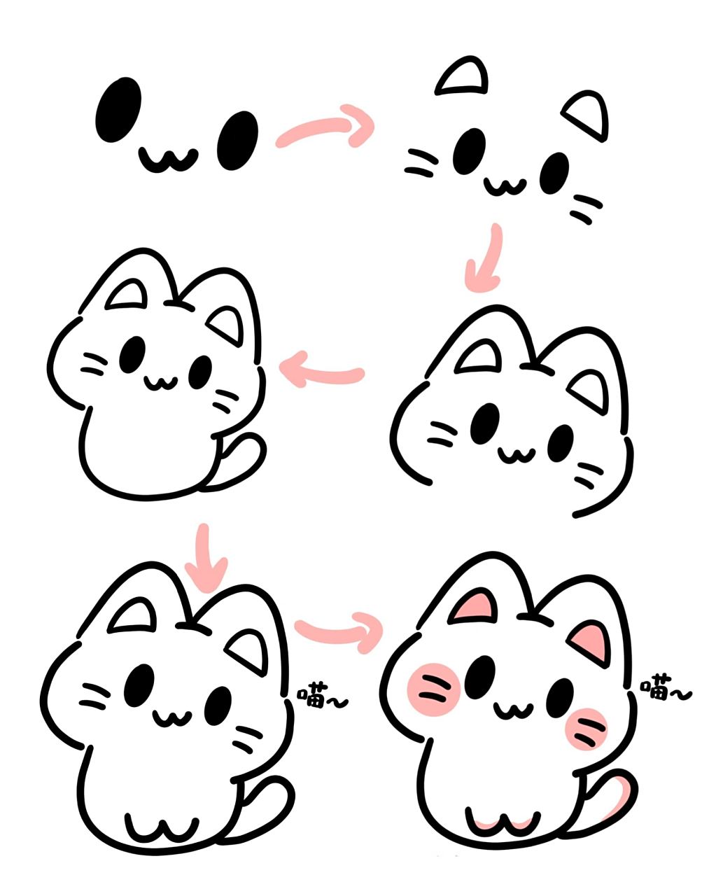 零基础|q版小猫简笔画教程day34 主页还有好多可爱简笔画教程