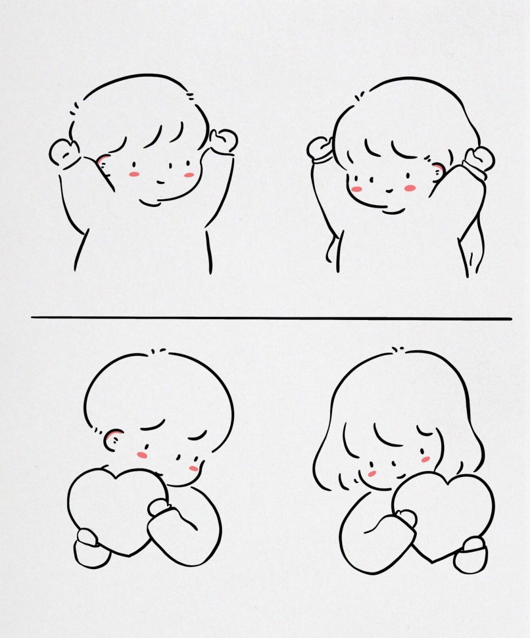 超可爱简笔画～情侣头像第一弹 简笔画教程 手绘分享 手帐素材 画个简