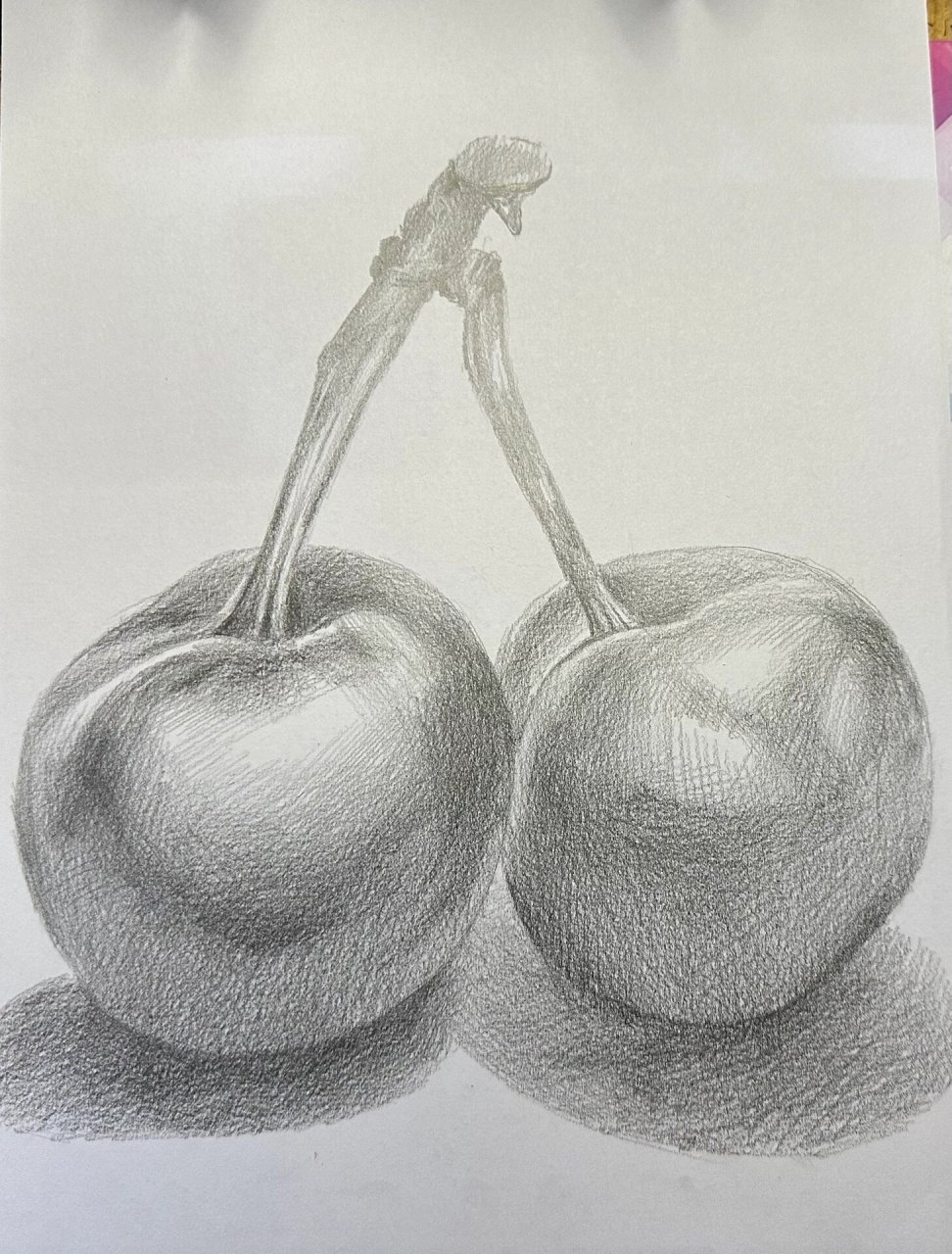 简单入门素描水果-樱桃90